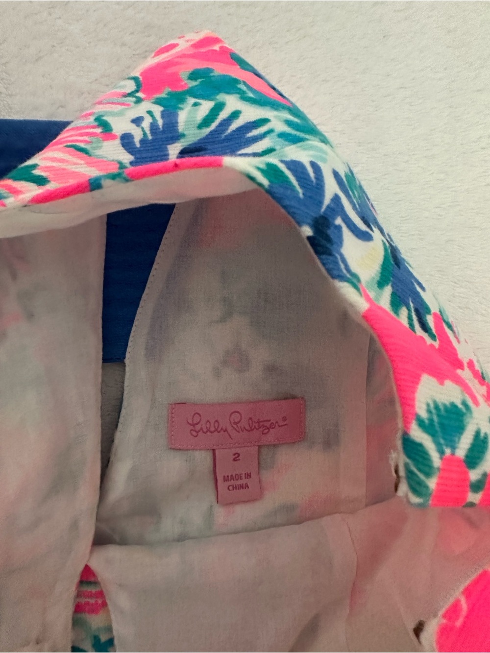 Lilly Pulitzer V-Neck Mini Dress in Neon Pink & Blue - Picture 3 of 4